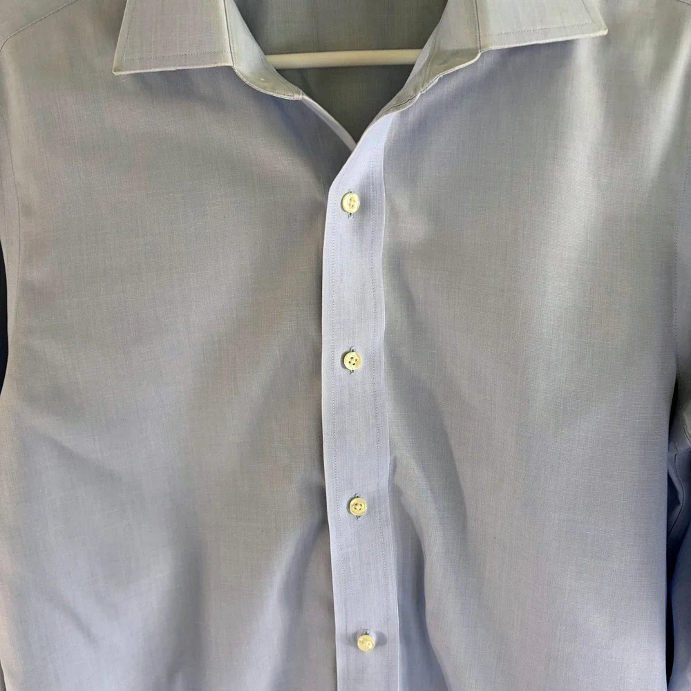 Brooks Brothers Mens 15-34 Classic Blue Non-Iron Supima Cotton French Cuff Shirt